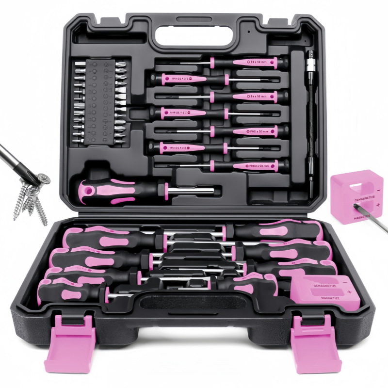 Destornillador rosa de 43 piezas.