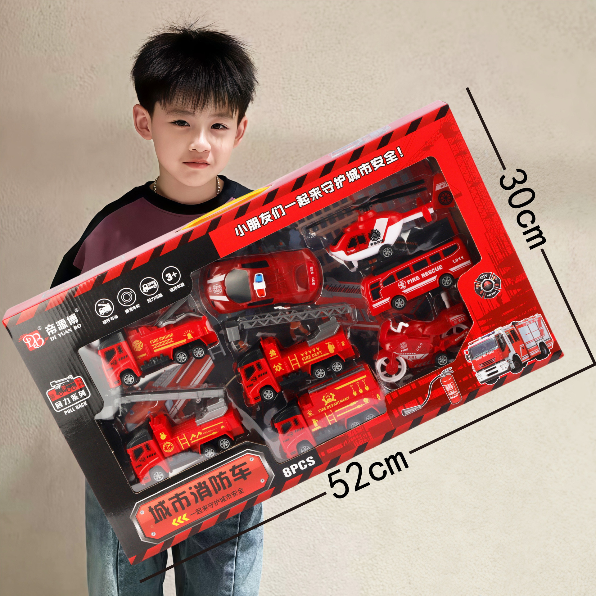 Caja de regalo de envío gratis, juego de coche de ingeniería, modelo de fuego de juguete, coche de retorno inercial, puesto de juguete para niños, regalo al por mayor