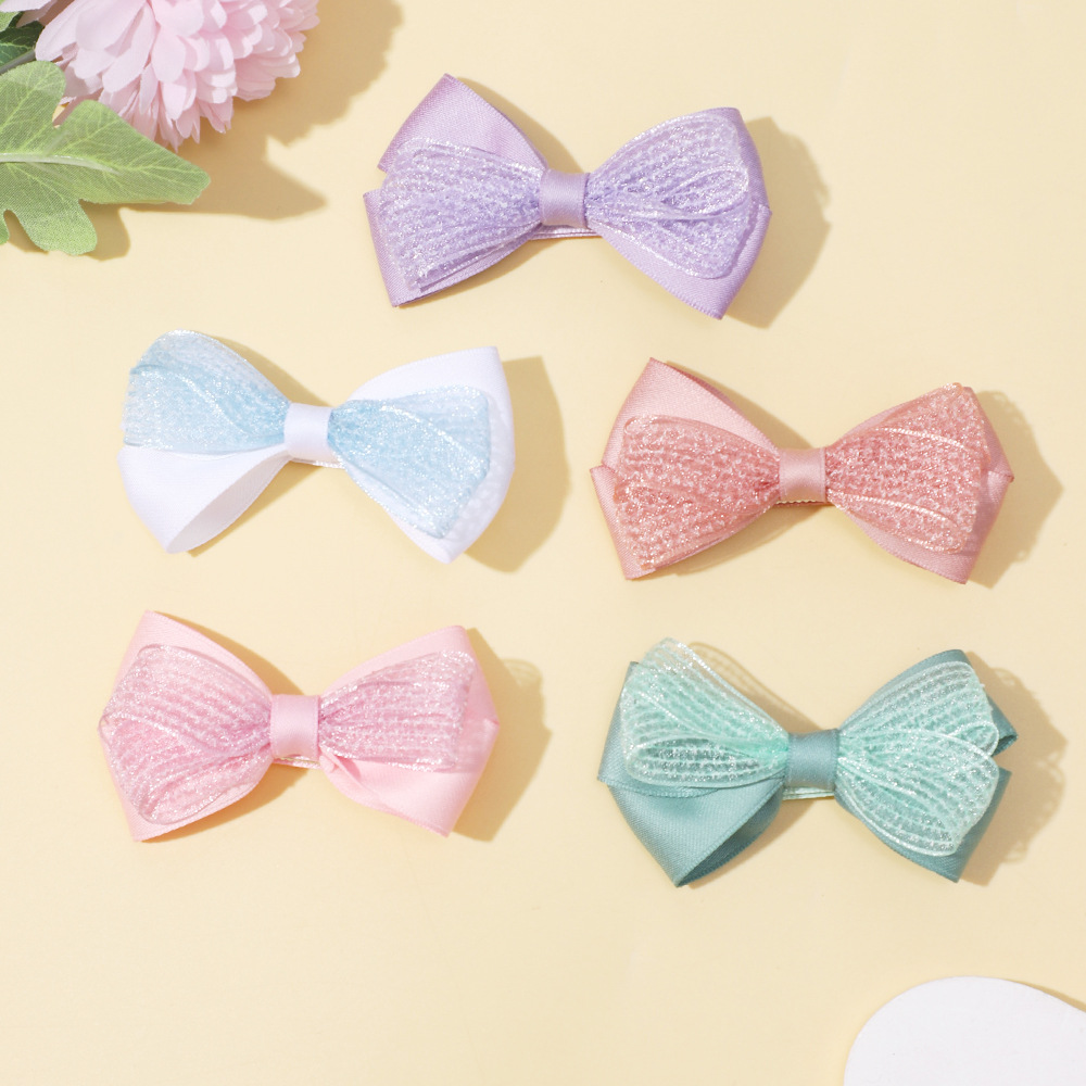 Carino fermaglio per capelli per bambini europei e americani commercio estero transfrontaliero nuovi accessori per capelli per bambini ragazze fiocco tinta unita clip all'ingrosso_voghion.com