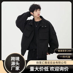 春季美式飞行服冲锋衣夹克男2025秋季宽松短款大口袋潮休闲外套