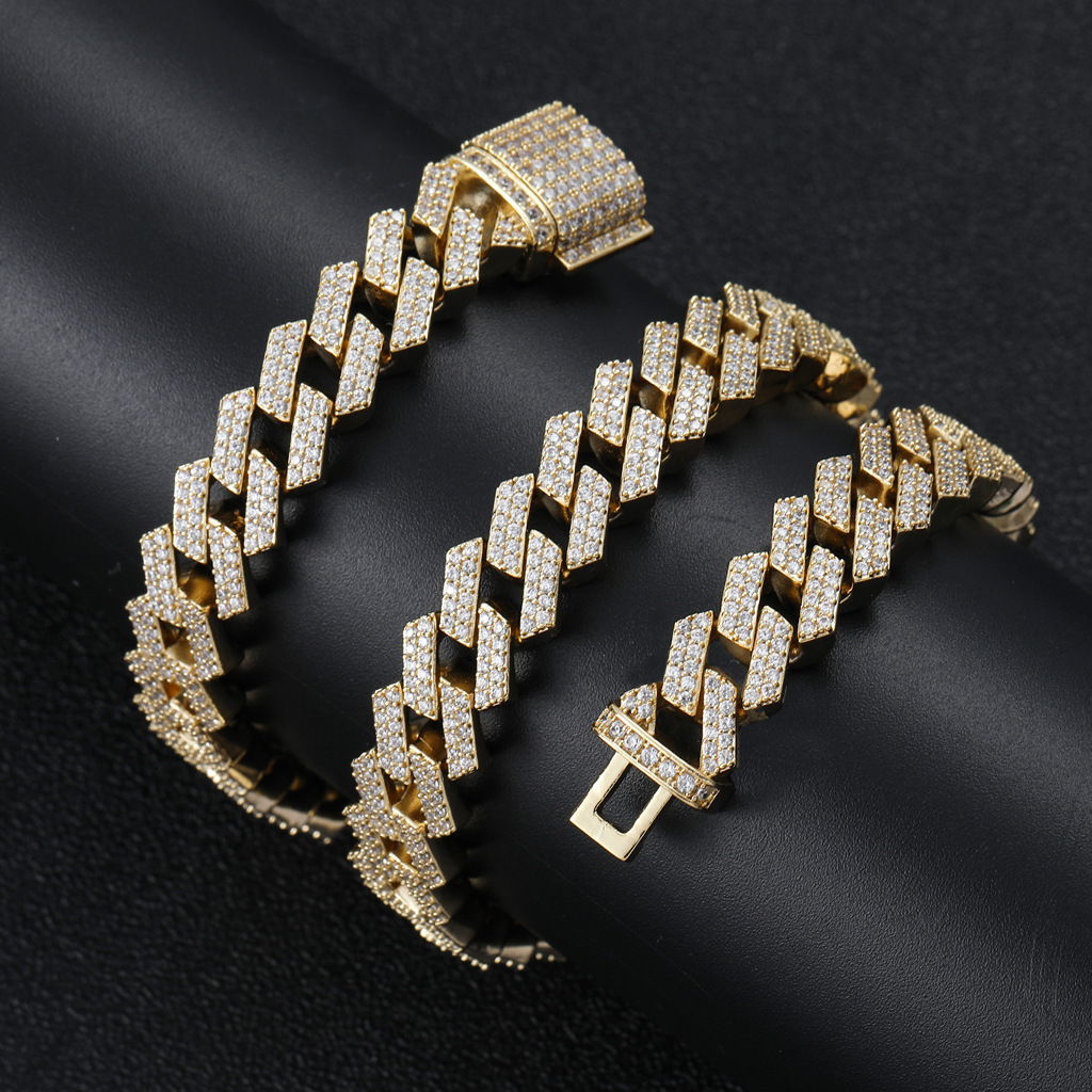 Geometric Pattern Hip-hop Fashion Geometric Copper Inlay Zircon Necklace