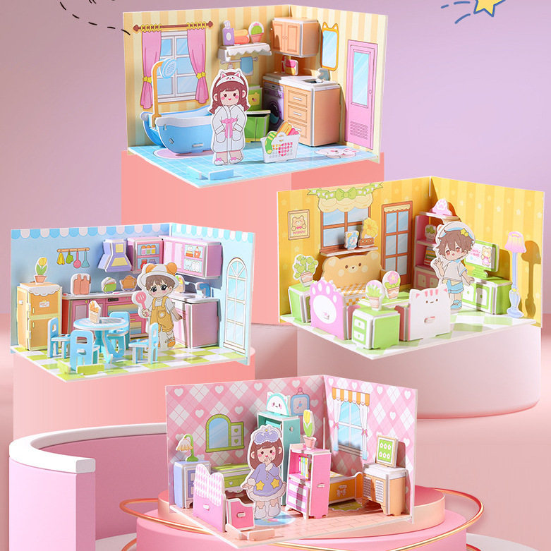ミニチュアシーンドールハウスおもちゃミニ組み立てモデル3D立体組み立てクリエイティブ手芸クラス実践的な脳|undefined