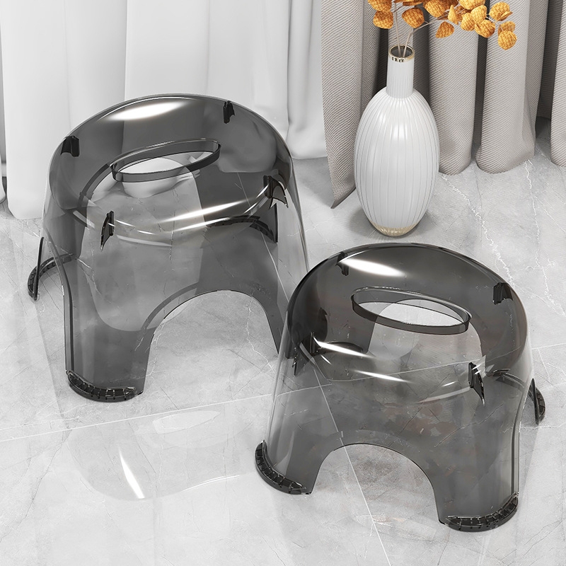 Household Small Stool Thickened Transparent Small Bench Living Room Square Stool Stackable Coffee Table Stool Bathroom Non-Slip Children's Low Stool