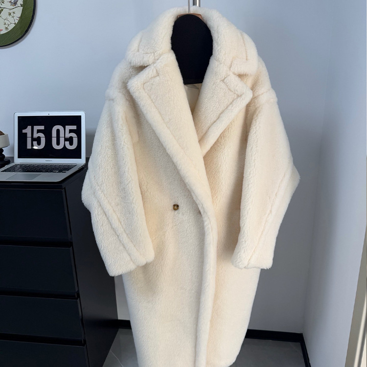 2026 New Autumn/Winter M Brand Teddy Bear Coat, Same Style as Celebrity and Internet Celebrity, Long Loose Cocoon-Shaped Coat for Women