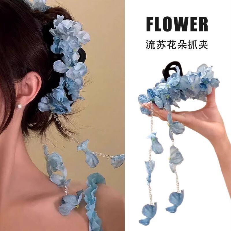 Spring New Hydrangea Flower Tassel Grab Clip 2025 New Super Fairy Antique Head New Chinese Hairpin
