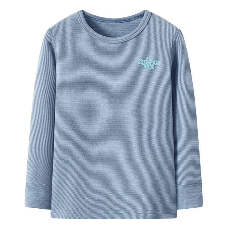 Winter Children's warm top autumn one-piece boys' and girls' bottoming shirt double-sided brushed plush thin children's pajamas