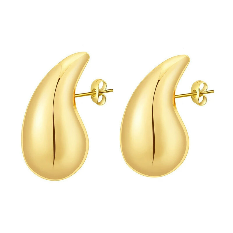 18K Gold Hollow Melon Seed Drop Earrings Stainless Steel Vacuum Plating Fashion Earrings for Women detail image 7