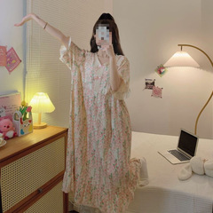 150kg 夏薄い新しいかわいいプリンセススタイル甘いパジャマ女性のための緩い外出半袖寝間着ホーム服