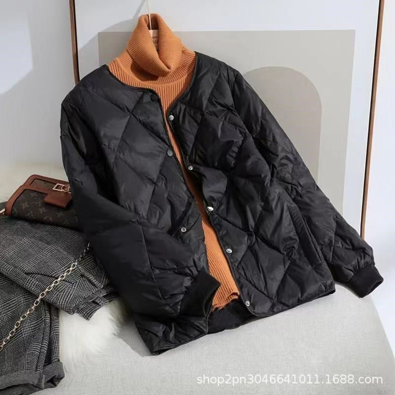 Baseball Uniform Cotton Coat for Women 2024 Spring & Fall New Large Size K-Style Small Person Light Fashion Lightweight Cotton Coat for Women Korean Style