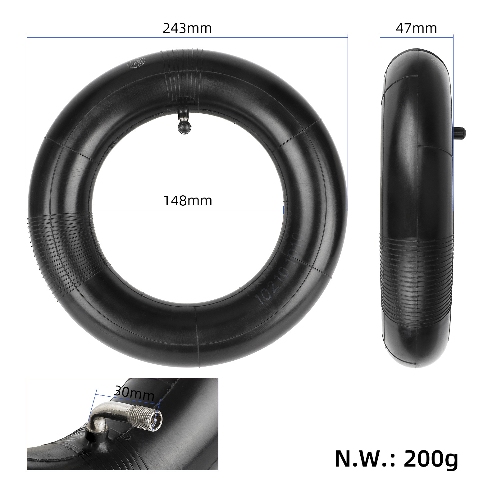 Suitable for 90/65-6.5 80/65-6 Tire Inner Tube Electric Scooter 255*80 10*3 Thickeneded Inner Tube