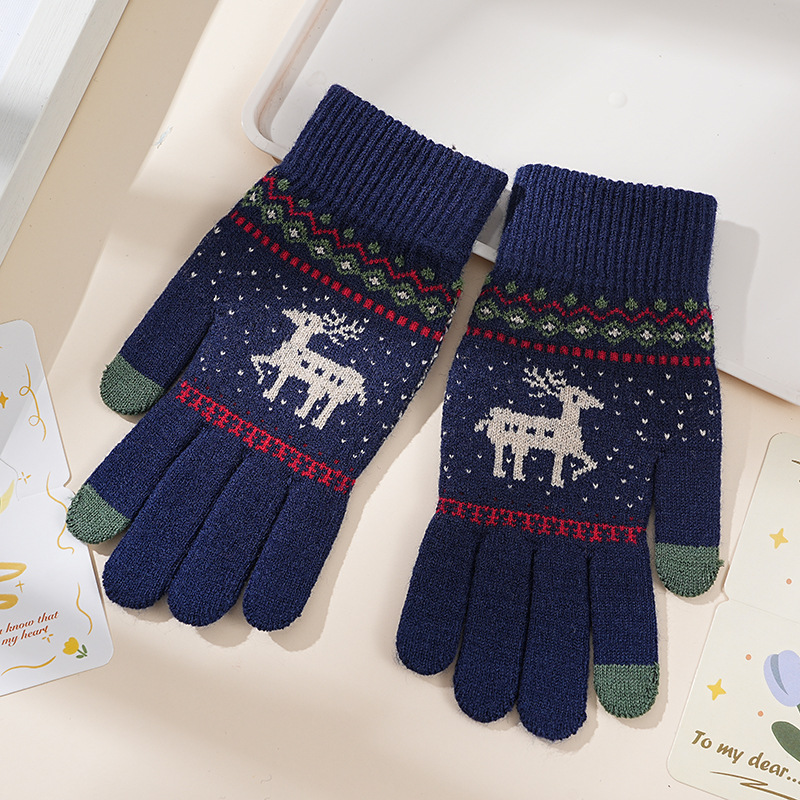 Invierno de las mujeres cálido forrado de lana engrosada estudiante escritura de moda montar lindo punto medio dedo flip guantes de dibujos animados