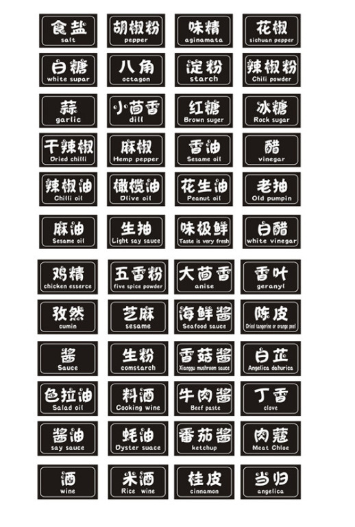 酱油瓶调料贴纸食盐味精瓶厨房防油身贴标签醋调味罐自粘分类