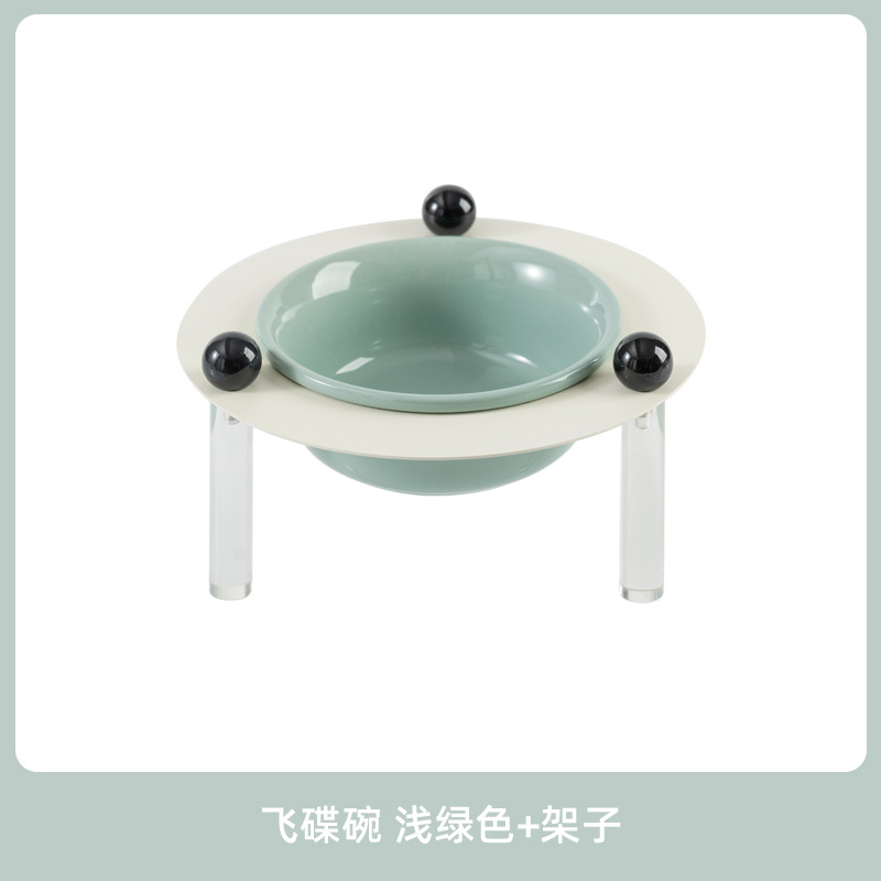 Bowl de platillos voladores + soporte de círculo de metal blanco (verde claro)