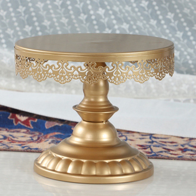 Fijación de pastel de hierro forjado de oro / bandeja de pastel / bandeja de frutas / bandeja de bodas West Point