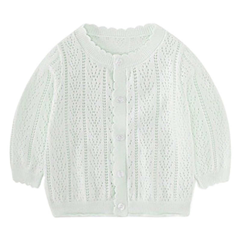 Rebeca de algodón del bebé abrigo Delgado estilo coreano niña princesa Hollow protección solar aire acondicionado camisa ropa primavera los niños del verano image 1