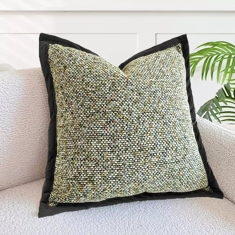 高级感抱枕套摩洛哥法式彩色雪尼尔编织民宿沙发靠垫高端设计师款