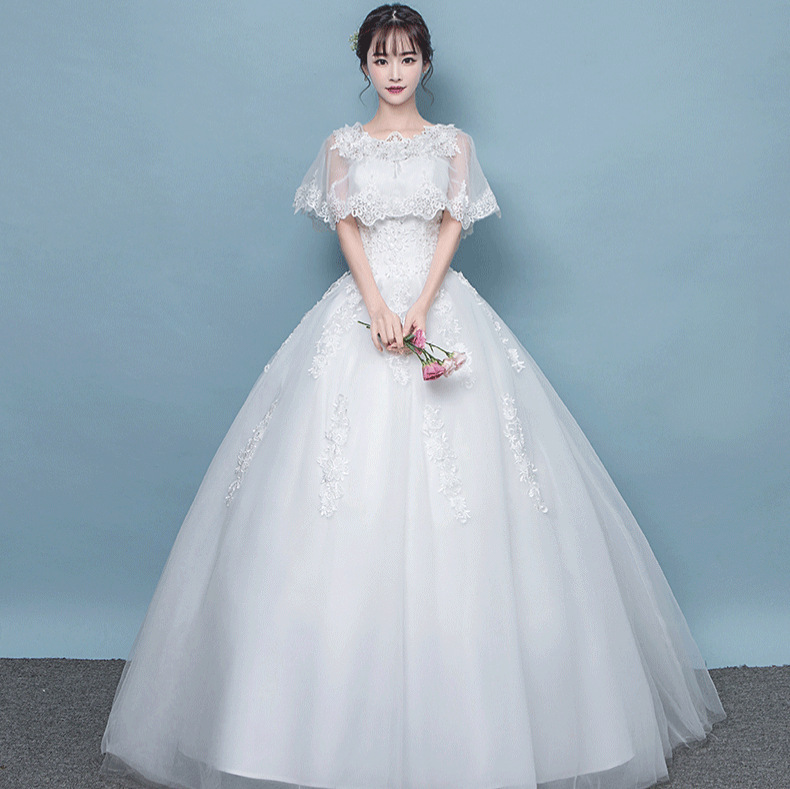 2026 New Forest Style Wedding Dress with Trailing Train, Round Neck, Korean Version, Princess Bride, Floor-Length, Slimming Wedding Gown