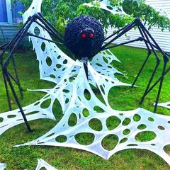 ハロウィーン蜘蛛の巣装飾網布鬼節弾力蜘蛛の巣蜘蛛の巣布破穴網布黒糸網布
