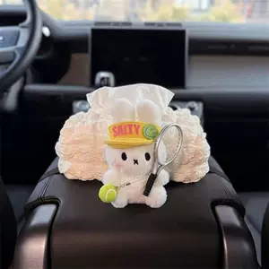 Cute little bunny car tissue box, car tissue bag, cute and creative seat armrest box decoration for the car