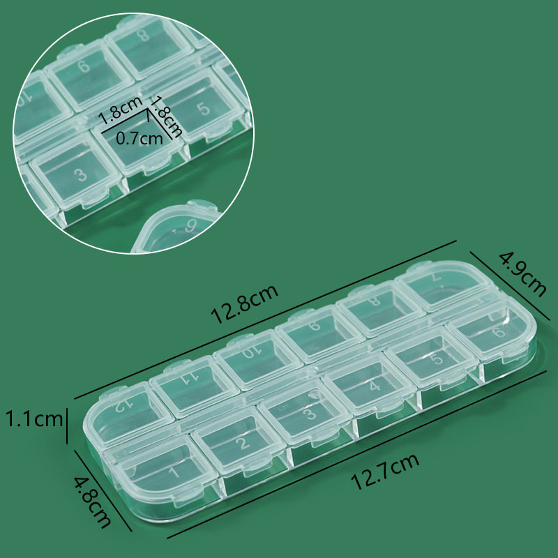 Transparent Plastic 12-Compartment Jewelry Box, Nail Art Dried Flower Sequin Packaging Box, Small Accessories Box, Fishing Component Storage Box