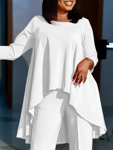 C8615 New Summer Women's Fashion Elegant Loose Plus Size Asymmetrical African Top