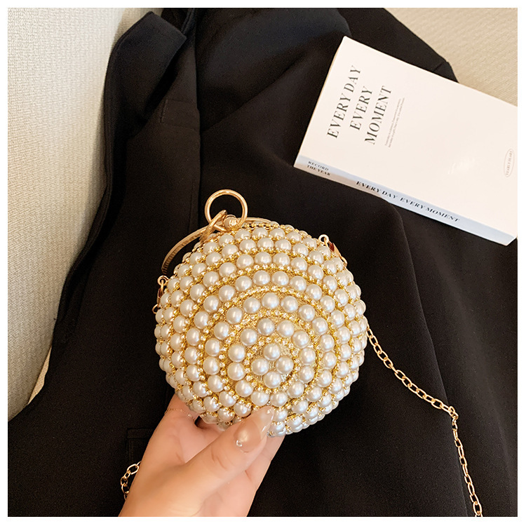 Bolsas de cena de mujeres europeas y americanas, bolsas de mano de diamantes de perlas, bolsas de mano de bola, bolsas de cena de fiesta