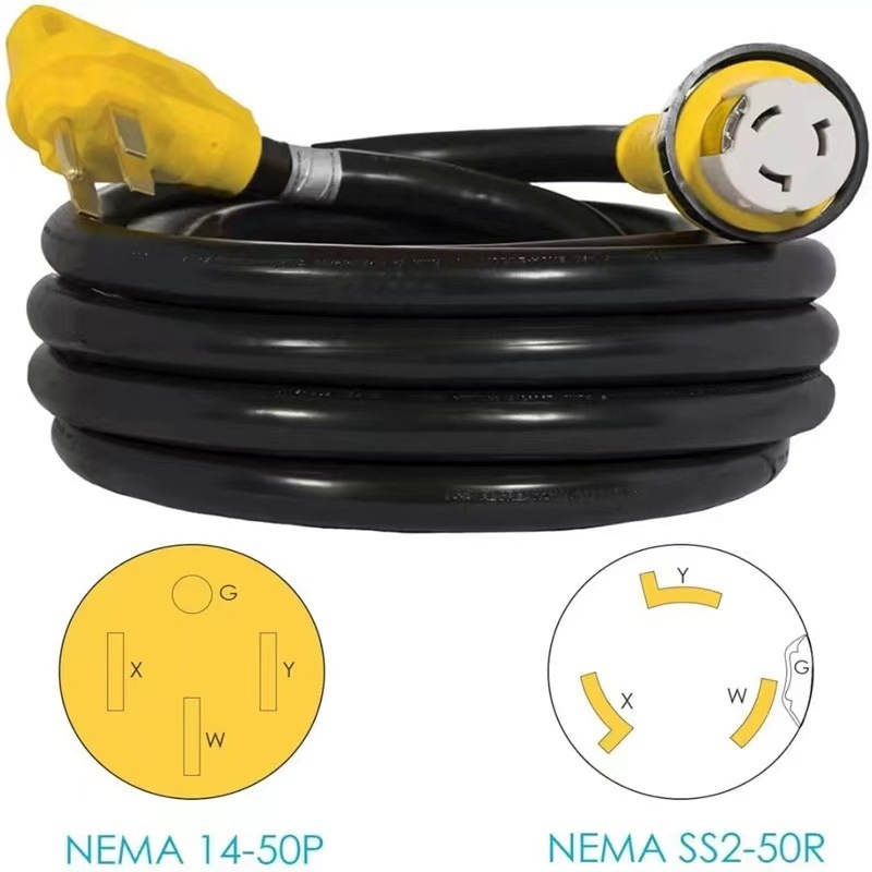 工厂供应美规房车插头电源线游艇插头延长线干燥器公母对接连接线