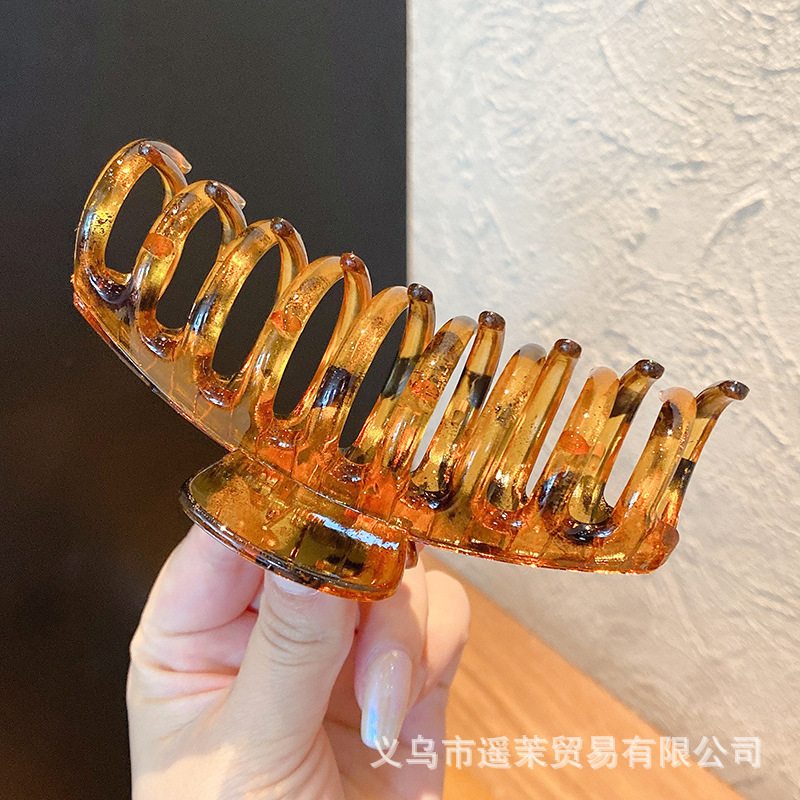 咖色磨砂抓夹女2025年新款发夹后脑勺大号发量多鲨鱼夹子发卡头饰|undefined