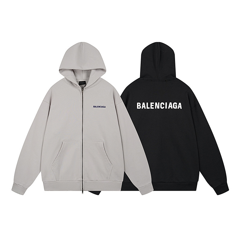 Paris 25S New B Brand Logo Embroidered Washed Distressed Hooded Sweatshirt with Zipper Cardigan Jacket Sweatshirt Cross-Generation Delivery