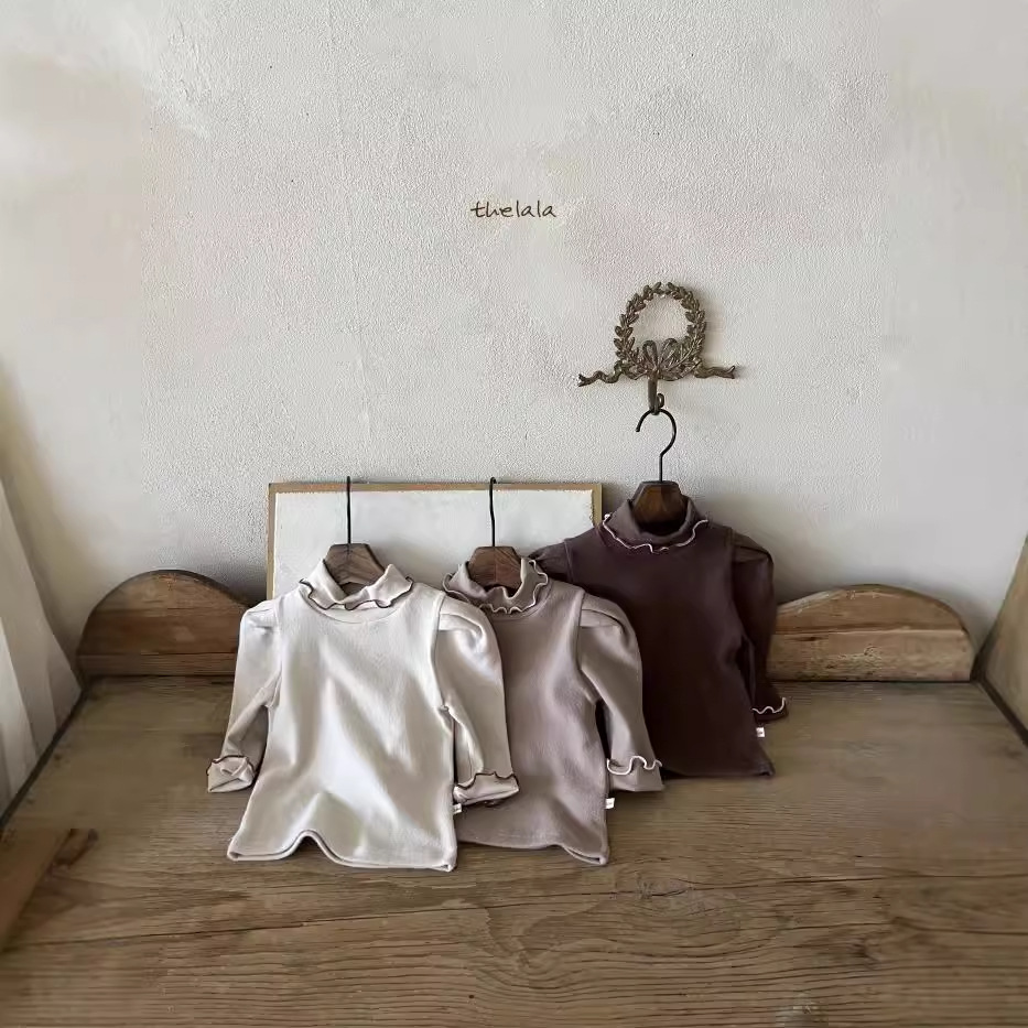 Camiseta Interior de Cuello Alto para Niñas, Ropa Gruesa de Otoño e Invierno, Estilo Coreano, Ropa Infantil, Ropa de Otoño e Invierno para Bebés, Top de Forro Polar