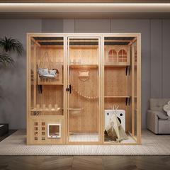 大型猫ヴィラ、家庭用猫ハウス、豪華な猫ケージ、屋内猫ハウス、ペット猫ヴィラ、パノラマガラス猫ハウス