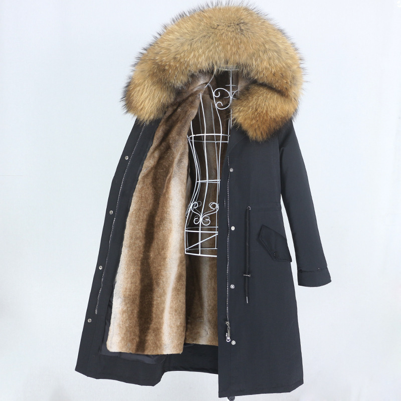Cross-border Hot Pike Coat Women's Detachable Liner Real Fox Fur Collar Fashionable Warm Fur Coat Women Cross-border Hot Pike Coat Women's Detachable Liner Real Fox Fur Collar Fashionable Warm Fur Coat Women