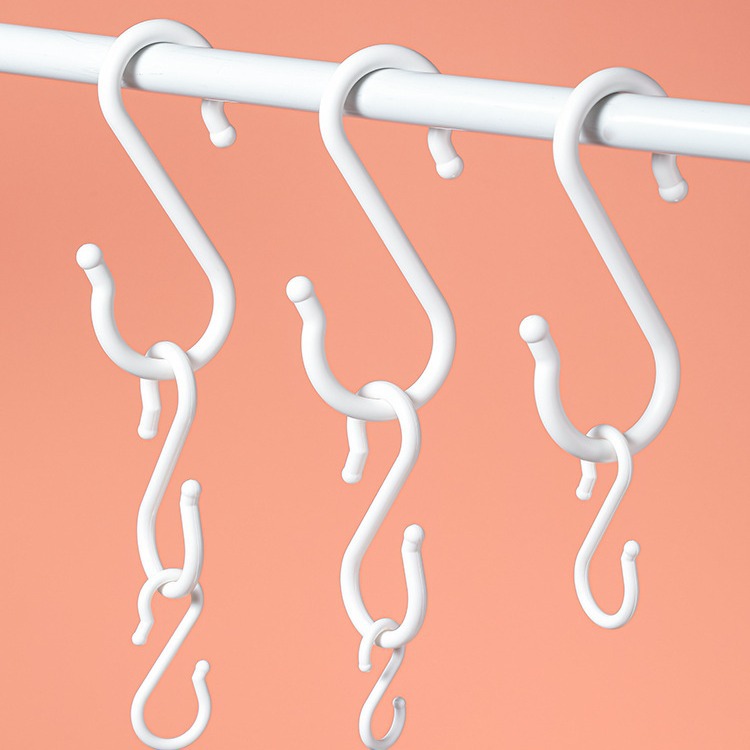 Japanese KM plastic S-type hook punch-free kitchen bathroom S hook soft head wardrobe household anti-drop hook