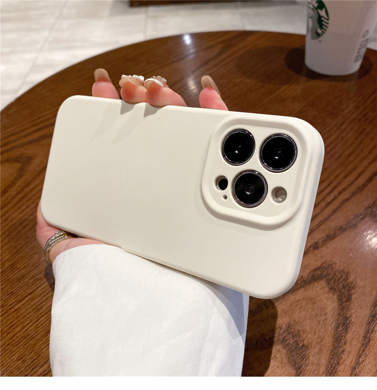 Ốp lưng iPhone 13/14 Pro Max silicon lỏng chống rơi 12 chiều đơn giản — Silicone màu trắng cổ, Graphite màu xám Silicone màu trơn, Khói xanh xám silicon màu trơn, Màu trắng hồng Silicone màu trơn chi tiết 8