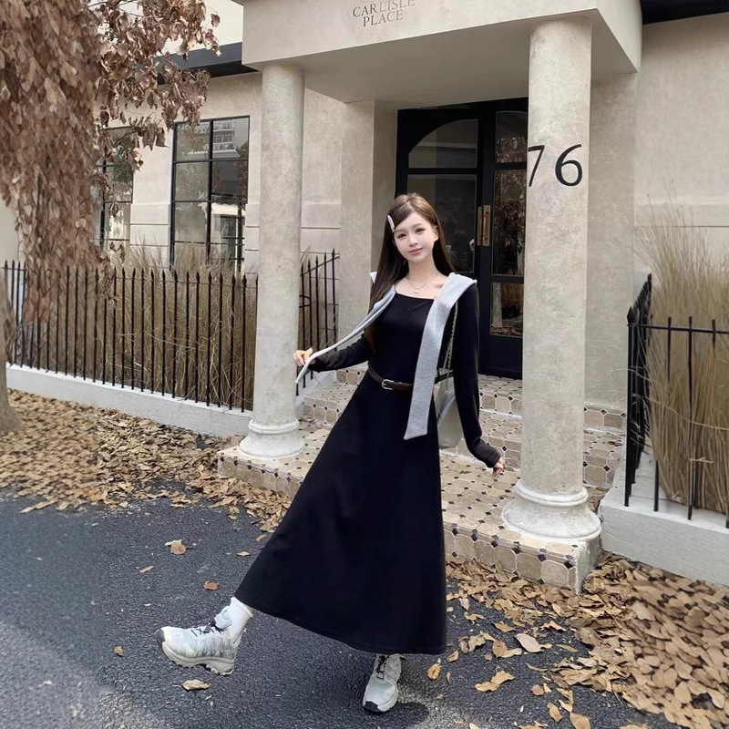 【ベルト付き】大きいサイズの婦人服秋の新型太ったMM英倫風は腰の長いスカートを収めて肉を遮って痩せています。|undefined