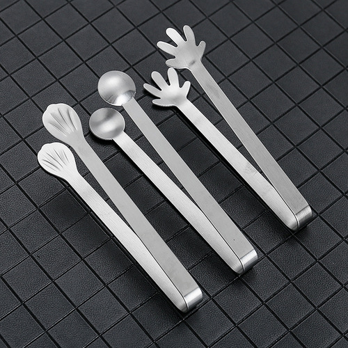 Stainless steel mini creative food tongs small palm snack cake pastry non-slip food kitchen sugar cube snack tongs