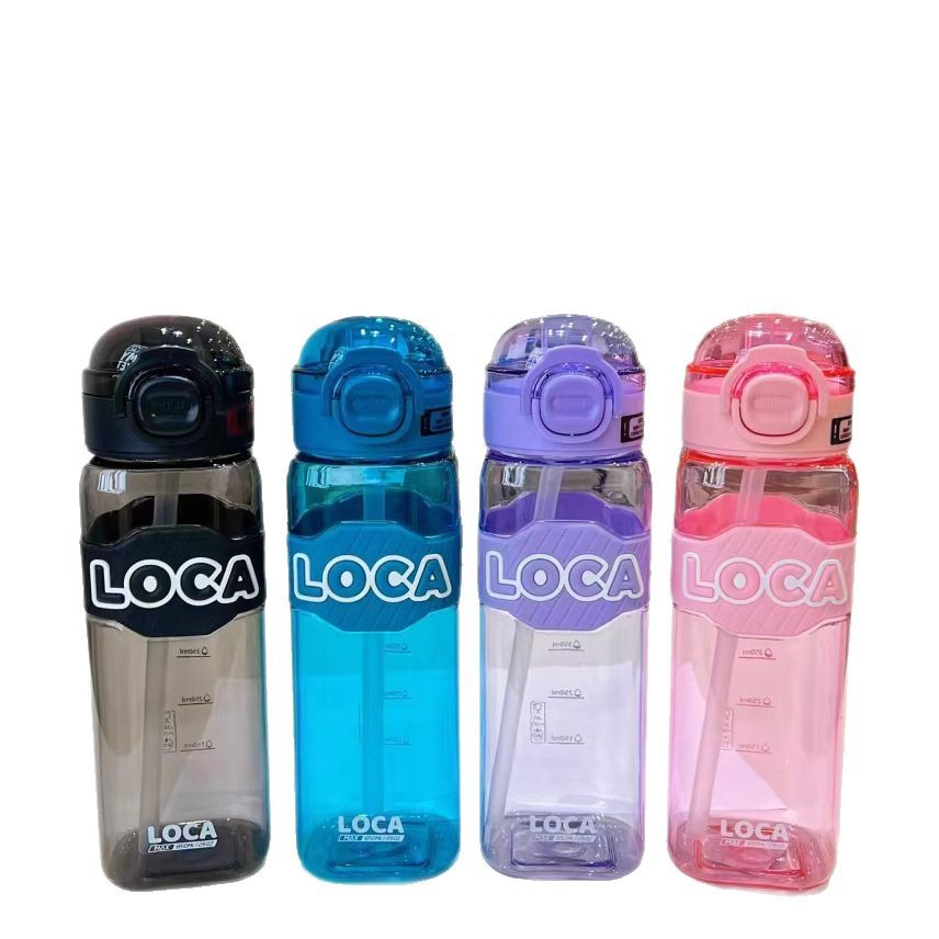 Yitong transfronterizo del sudeste asiático tetera de agua portátil cuadrilátera taza de agua deportiva al aire libre taza de plástico de paja