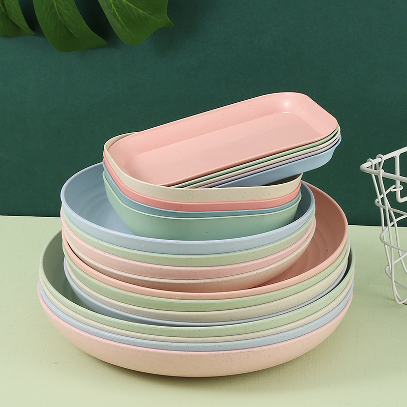 Wheat Straw Plate Household Dish Bone Dish Bone Spitting Plate Plastic Small Plate Anti-scalding Dish Nordic Fruit Plate
