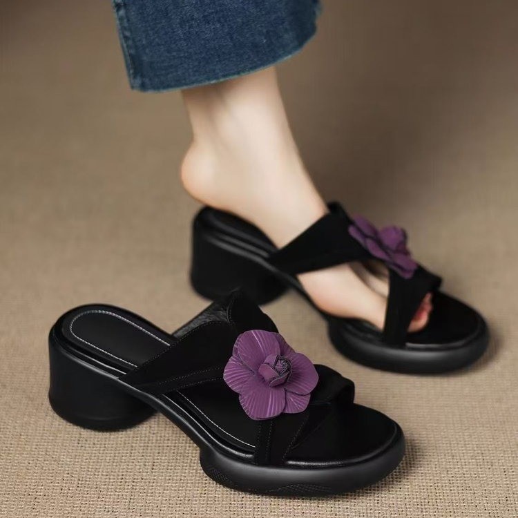 Zapatillas de Tacón Alto con Suela de Caucho, Antideslizante, para Verano