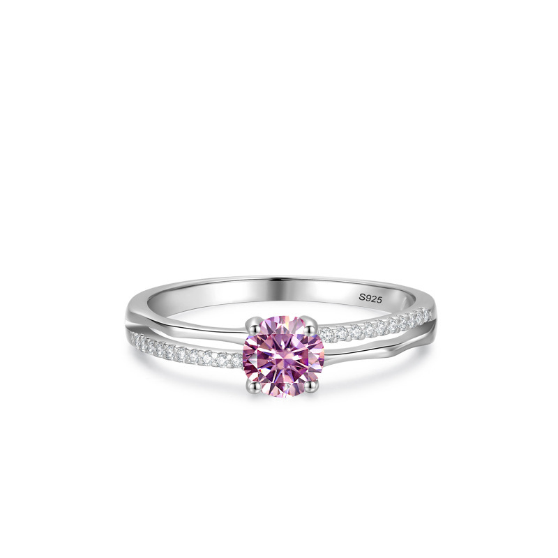 S925 anillo cerrado de plata esterlina de lujo ligero con diamantes de cuatro garras un gramo de imitación de bolígrafo de diamantes con anillo de diamantes reales