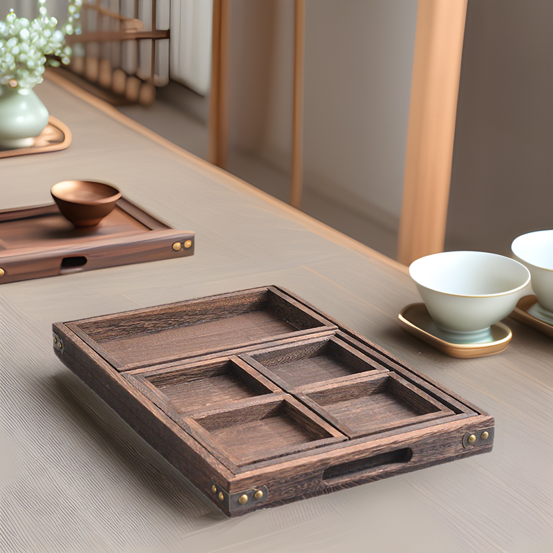 Japonés Paulownia té bandeja Casa de Té B & B juego de té tetera bandeja de almacenamiento compartimiento tarde té pastelería bandeja traje