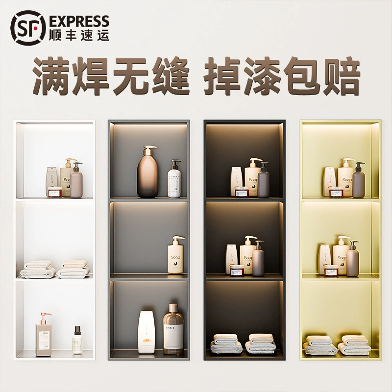 Встраиваемая ниша для ванной из нержавеющей стали, готовая металлическая полка для телевизора