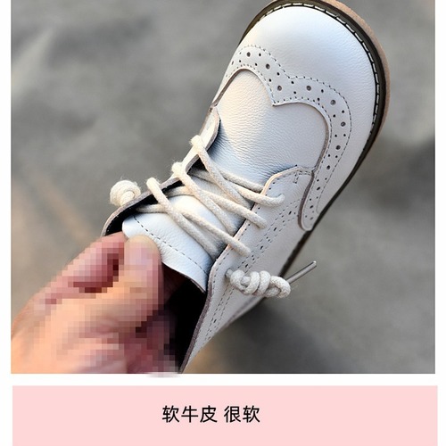 女童真皮短靴休闲巴洛克马丁靴男童秋冬棉靴新宝宝靴皮靴单靴