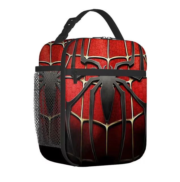 Children's Lunch Bag Insulated Lunch Box Reusable Cartoon Anime Spider-Man Picnic Thermal Bag