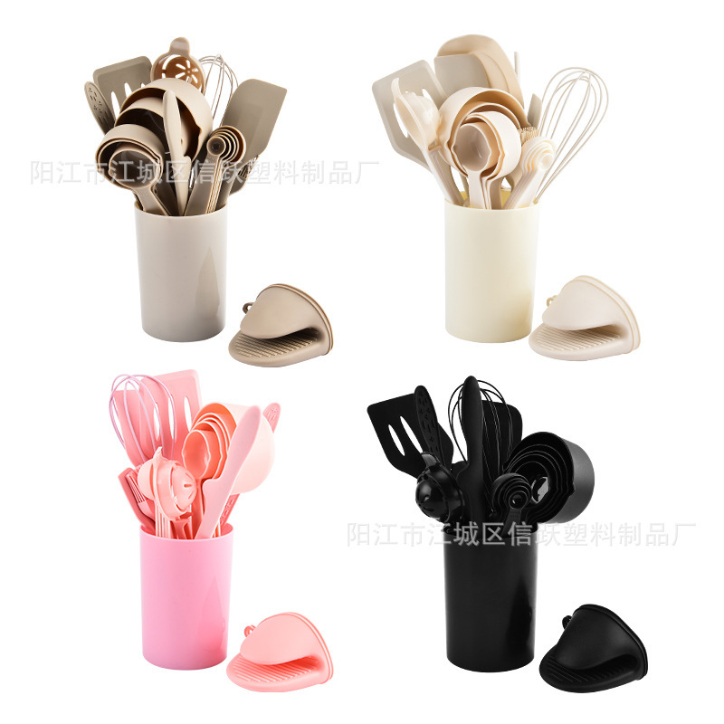 Una sola pieza de cocina de silicona para hornear 21 piezas conjuntos resistentes a altas temperaturas no pegajosos cuchillo de silicona cepillo de aceite batedor de huevos de silicona de grado alimenticio