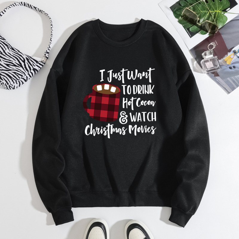 2025 アマゾン貿易ヨーロッパサイズヨーロッパとアメリカの服ルーズラウンドネック長袖ベルベットスウェットシャツレディースジャケットメリークリスマス|undefined