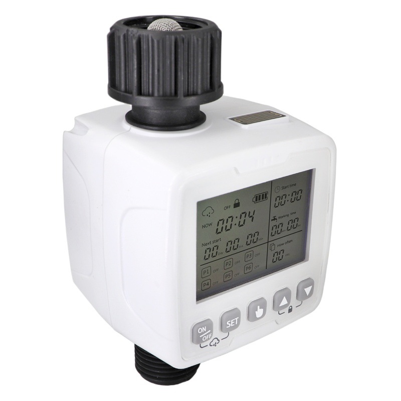 Controlador automático de riego para jardín con sensor de lluvia