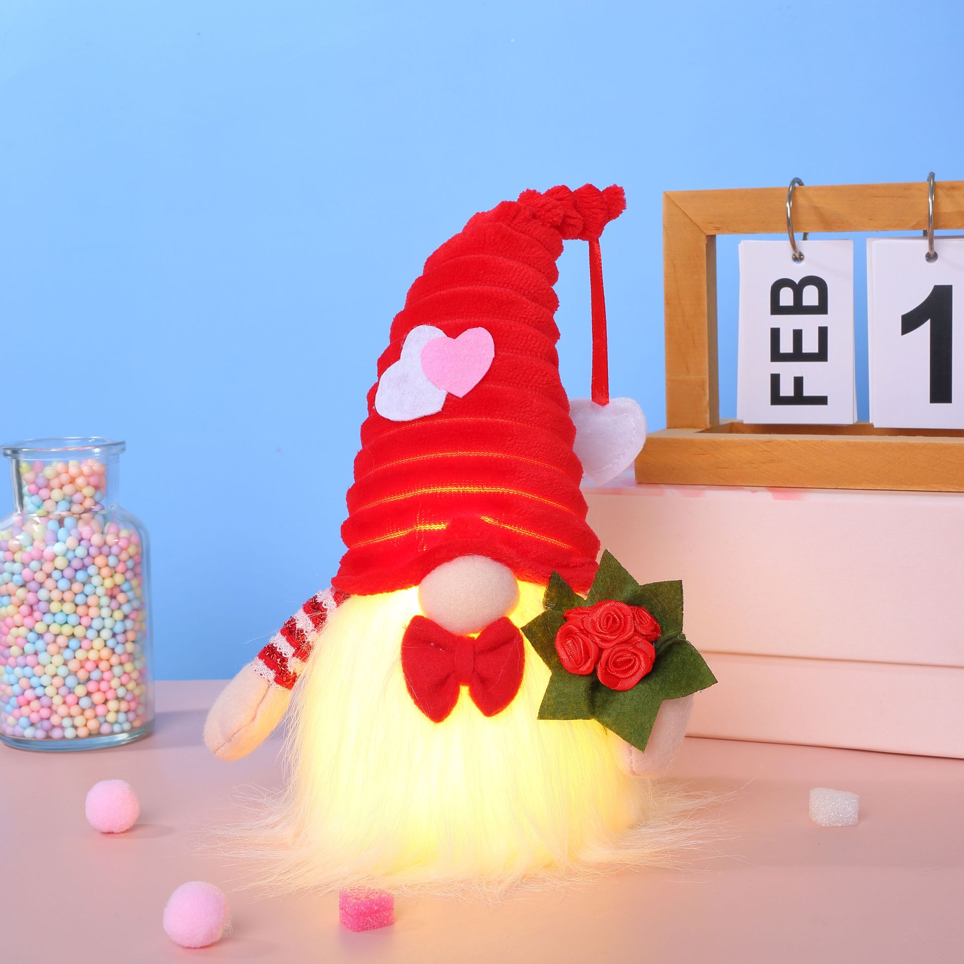 Nuevos productos transfronterizos de Navidad Día de San Valentín Amor sin cara Muñeca luminosa Decoración Decoración de fiesta Decoración de fiesta