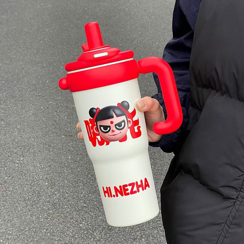 クレヨンしんちゃん魔法瓶カップ大容量車載セラミックコーヒーアロングアイスカップ男の子と子供用ストローカップ|undefined