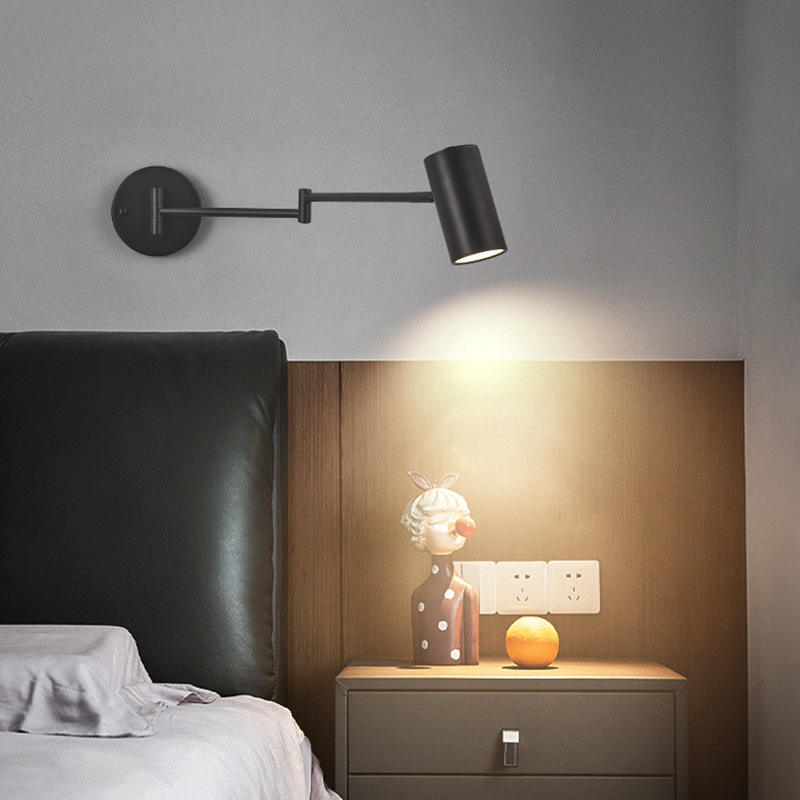 Nórdico led dormitorio cabezal de cama lectura moderna minimalista creativa sala de estar estudio plegable telescópico largo mecedor lámpara de pared